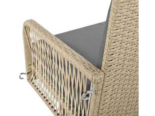 Hangstoel In Geweven Hars - Tuinschommel - 2 Plaatsen - Met Kussens - Beige & Grijs