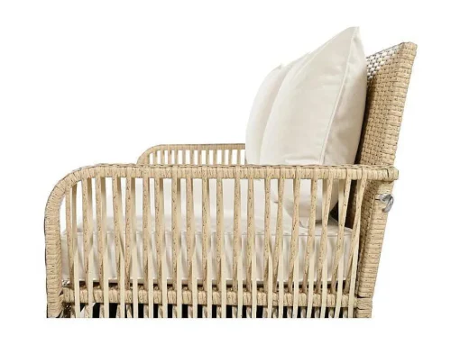 Hangstoel In Geweven Hars - Tuinschommel - 2 Plaatsen - Met Kussens - Beige