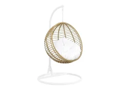 Hangstoel Van Gevlochten Hars - Beige Met Wit Kussen - Bontoc