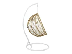 Hangstoel Van Gevlochten Hars - Beige Met Wit Kussen - Bontoc