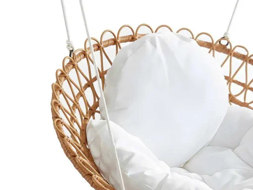 Hangstoel Van Gevlochten Hars - Rotaneffect Met Witte Kussen - Elioa