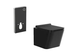 Hangtoilet Pakket In Mat Zwart Met Decoratieve Inbouwreservoir - Clemona