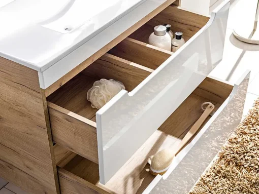 Hangwastafel Naturel En Wit - 80 Cm - Aruba