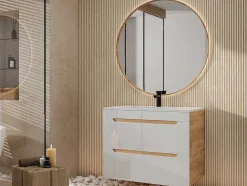 Hangwastafel Naturel En Wit - 80 Cm - Aruba