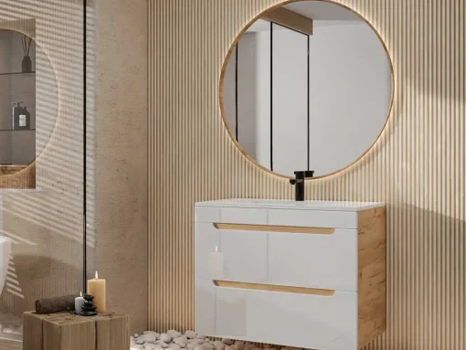 Hangwastafel Naturel En Wit - 80 Cm - Aruba