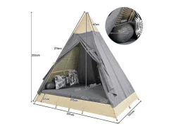 Hemel Tuinbed 2 Tot 4 Plaatsen - Beige Rotan En Grijs Deurgordijn - Inclusief Kussens - Voor Buiten