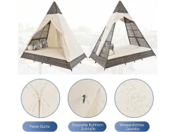 Hemel Tuinbed 2 Tot 4 Plaatsen - Grijs Rotan En Beige Deurgordijn - Inclusief Kussens - Voor Buiten