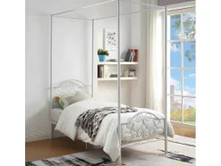 Hemelbed Leyna 90 X 190 Cm - Metaal - Wit