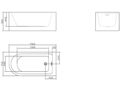 Hoekbad - 201 Liter - 150 X 75 X 58 Cm - Wit - Rechtse Hoek - Anika