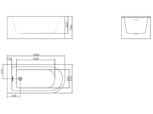 Hoekbad - 201 Liter - 150 X 75 X 58 Cm - Wit - Linkse Hoek - Anika