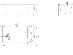 Hoekbad - 240L - 170 X 75 X 58 Cm - Rechtse Hoek - Anika