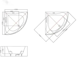 Hoekbadkuip Agyness - 263L - 135 X 135 X H57 Cm