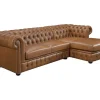 Hoekbank Chesterfield Brenton 100% Buffelleer - Hoek Rechts - Vintage Caramel