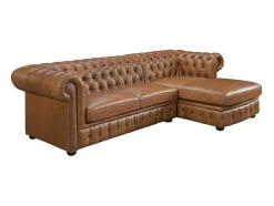 Hoekbank Chesterfield Brenton 100% Buffelleer - Hoek Rechts - Vintage Caramel