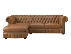 Hoekbank Chesterfield Brenton 100% Buffelleer - Hoek Links - Vintage Caramel