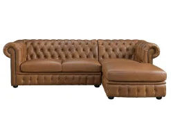 Hoekbank Chesterfield Brenton 100% Buffelleer - Hoek Rechts - Vintage Caramel