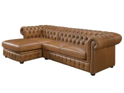 Hoekbank Chesterfield Brenton 100% Buffelleer - Hoek Links - Vintage Caramel