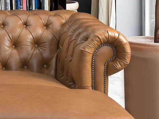 Hoekbank Chesterfield Brenton 100% Buffelleer - Hoek Rechts - Vintage Caramel