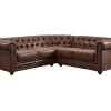 Hoekbank Chesterfield Van Microvezel Met Verouderde Look