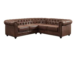 Hoekbank Chesterfield Van Microvezel Met Verouderde Look