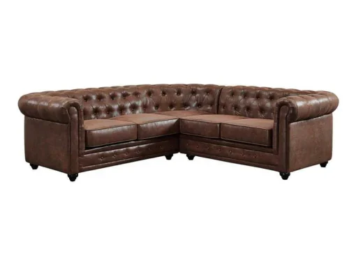 Hoekbank Chesterfield Van Microvezel Met Verouderde Look