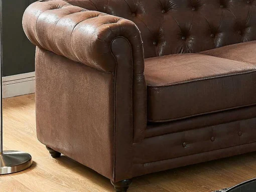Hoekbank Chesterfield Van Microvezel Met Verouderde Look