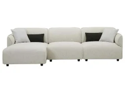 Hoekbank Met Hoek Links Van Beige Stof Damaca