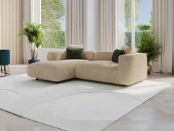 Hoekbank Met Hoek Links Van Beige Velours Met Textuur Talmine