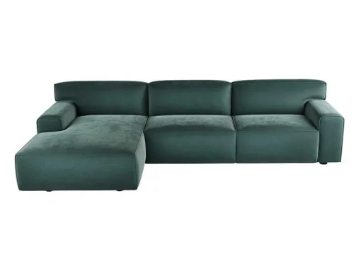 Hoekbank Met Hoek Links Van Blauw Velours Otrano