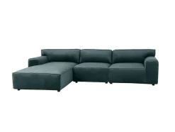 Hoekbank Met Hoek Links Van Blauw Velours Otrano