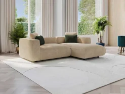 Hoekbank Met Hoek Rechts Van Beige Velours Met Textuur Talmine
