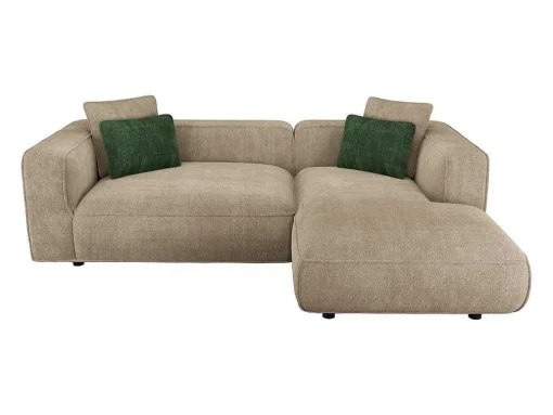 Hoekbank Met Hoek Rechts Van Beige Velours Met Textuur Talmine