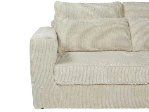 Hoekbank Mondovi Van Ribfluweel - Beige - Hoek Rechts