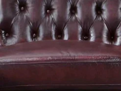 Hoekbank Van 100% Buffelleer Chesterfield Brenton - Kersenrood - Hoek Rechts