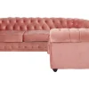 Hoekbank Van Fluweel Chesterfield - Pastel Roze