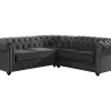 Hoekbank Van Fluweel Chesterfield - Antraciet