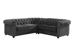 Hoekbank Van Fluweel Chesterfield - Antraciet