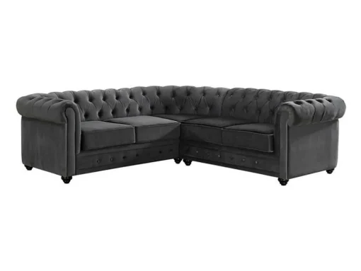 Hoekbank Van Fluweel Chesterfield - Antraciet