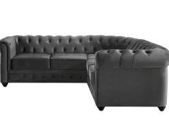 Hoekbank Van Fluweel Chesterfield - Antraciet