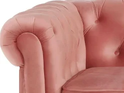 Hoekbank Van Fluweel Chesterfield - Pastel Roze