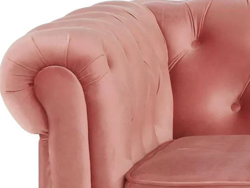 Hoekbank Van Fluweel Chesterfield - Pastel Roze