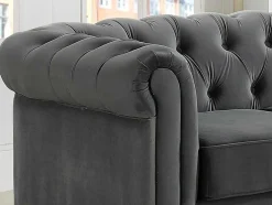 Hoekbank Van Fluweel Chesterfield - Antraciet