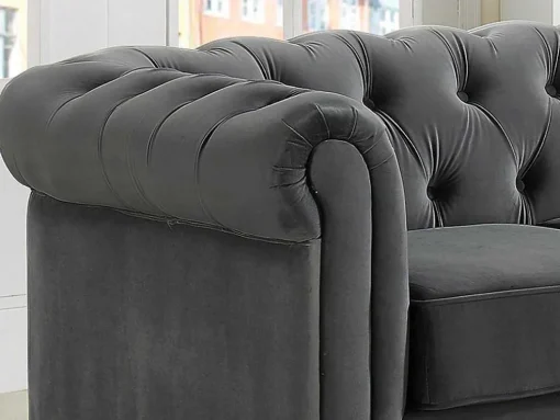 Hoekbank Van Fluweel Chesterfield - Antraciet