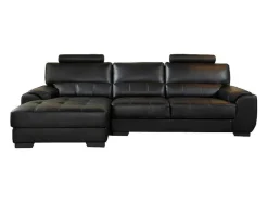 Hoekbank Van Leer Metropolitan Ii - Zwart - Hoek Links