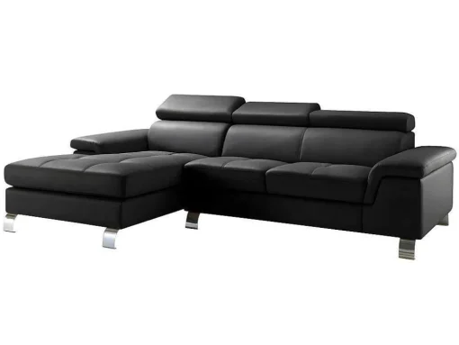 Hoekbank Van Leer Mishima - Zwart - Hoek Links