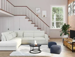 Hoekbank Van Ribfluweel Mondovi - Beige - Hoek Links