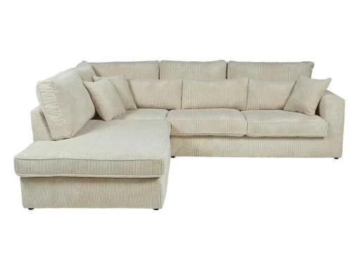 Hoekbank Van Ribfluweel Mondovi - Beige - Hoek Links