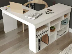 Hoekbureau Met Opbergruimte - Kleur: Wit - Lileul
