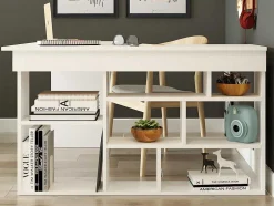 Hoekbureau Met Opbergruimte - Kleur: Wit - Lileul
