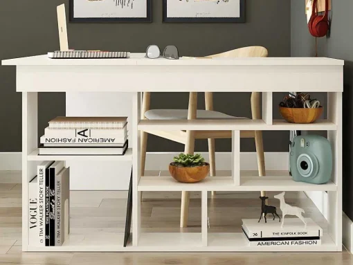 Hoekbureau Met Opbergruimte - Kleur: Wit - Lileul